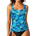 Tankini Tops for Women Tummy Control Swimwear Top Only No Bottom