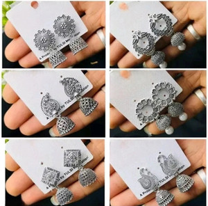 tanlooms beautiful 6 different design small pack for girls  women alloy jhumki earring