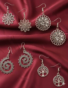 tanlooms oxidized german silver earring set alloy jhumki earring