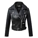 Tanming Women's Faux Leather Moto Biker Short Coat Jacket
