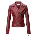 Tanming Women's Faux Leather Moto Biker Short Coat Jacket