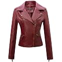 Tanming Women's Faux Leather Moto Biker Short Coat Jacket