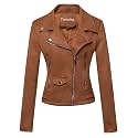 Tanming Women's Faux Leather Moto Biker Short Coat Jacket