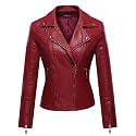 Tanming Women's Faux Leather Moto Biker Short Coat Jacket