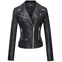 Tanming Women's Faux Leather Moto Biker Short Coat Jacket