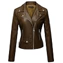 Tanming Women's Faux Leather Moto Biker Short Coat Jacket