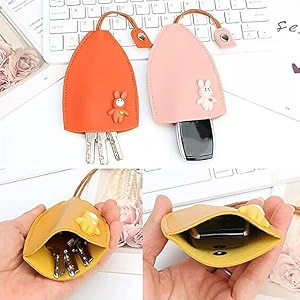1 pc39s pu leather creative pull out cute large capacity car key case case key holder cartoon pull type key bag super large capacitymulticolour