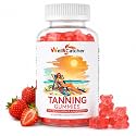 Tanning Gummies Supplement for Women Men: Daily Bronze Tanning with Astaxanthin Beta-Carotene L-Tyrosine Lycopene, Melanin Supplement for Natural Glow Skin Sun Sensitivity Strawberry Flavor 30 Days