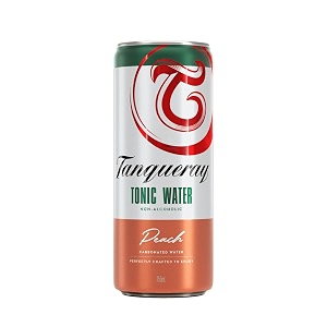 tanqueray peach tonic water pack of 4 x 250 ml  premium sparkling quinine tonic with juicy peach notes  expertly crafted mixer for cocktails amp mocktails