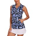 Tanst Sky Womens Sleeveless Golf Shirt Zip Up Workout Tops with Pockets