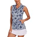 Tanst Sky Womens Sleeveless Golf Shirt Zip Up Workout Tops with Pockets
