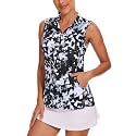 Tanst Sky Womens Sleeveless Golf Shirt Zip Up Workout Tops with Pockets