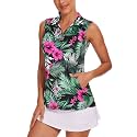 Tanst Sky Womens Sleeveless Golf Shirt Zip Up Workout Tops with Pockets
