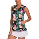 Tanst Sky Womens Sleeveless Golf Shirt Zip Up Workout Tops with Pockets