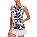 Tanst Sky Womens Sleeveless Golf Shirt Zip Up Workout Tops with Pockets