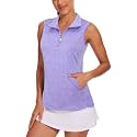 Tanst Sky Womens Sleeveless Golf Shirt Zip Up Workout Tops with Pockets