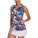 Tanst Sky Womens Sleeveless Golf Shirt Zip Up Workout Tops with Pockets