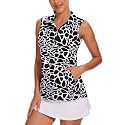 Tanst Sky Womens Sleeveless Golf Shirt Zip Up Workout Tops with Pockets