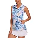 Tanst Sky Womens Sleeveless Golf Shirt Zip Up Workout Tops with Pockets