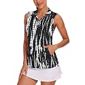 Tanst Sky Womens Sleeveless Golf Shirt Zip Up Workout Tops with Pockets
