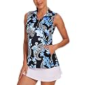 Tanst Sky Womens Sleeveless Golf Shirt Zip Up Workout Tops with Pockets
