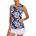 Tanst Sky Womens Sleeveless Golf Shirt Zip Up Workout Tops with Pockets