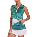 Tanst Sky Womens Sleeveless Golf Shirt Zip Up Workout Tops with Pockets
