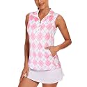 Tanst Sky Womens Sleeveless Golf Shirt Zip Up Workout Tops with Pockets