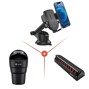 tantra car accessories combo kit with car mobile holder car mini dustbin can and car parking magnetic telephone number plate combo swing