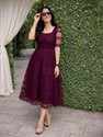 Tantukriti Women Fit and Flare Maroon MidiCalf
