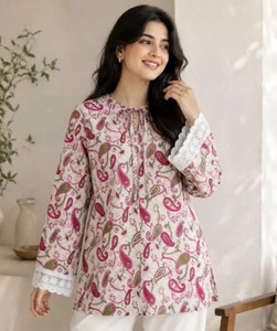 Tanu Creation Casual Printed Women White Top