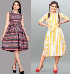 tanvi creation Women Fit and Flare Multicolor