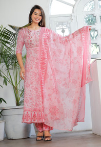 tanvifashion women viscose rayon kurta pant dupatta set