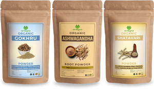 tanyatrapt organic ashwagandha shatavari  gokhru powder 3x100g combo