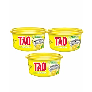 tao dishwash tub 600g  complete dishwashing solution with freshness of lemon  no scratch formula  gentle on hands  super active anti-grease formula  pack of 3