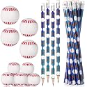 TaoBary 32 Pcs Baseball Pencils with 3D Erasers, Baseball Party Favors