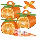 TaoBary 36 Pcs Fruit Party Favor Boxes 3D Orange Shape Treat Bags Kids