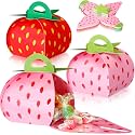 TaoBary 36 Pcs Strawberry Party Favor Boxes 3D Treat Bags Birthday Decor