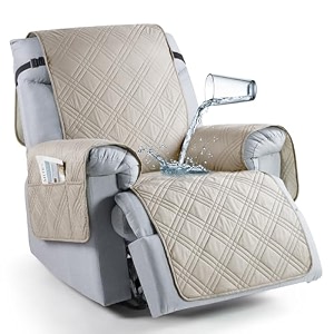 taococo 100 waterproof recliner chair cover oversized recliner covers for large recliner chair with double straps non slip reclining chair cover for kids pets283939 cream
