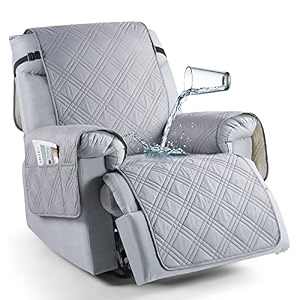taococo 100 waterproof recliner chair cover with double straps oversized recliner covers for large recliner chair non slip reclining chair cover for kids pets283939 light grey