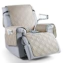 TAOCOCO 100% Waterproof Recliner Chair Cover, Oversized Recliner Covers for Large Recliner Chair with Double Straps, Non Slip Reclining Chair Cover for Kids, Pets(28'', Cream)