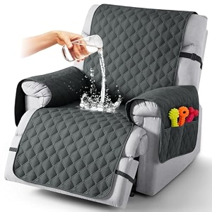 taococo 100 waterproof recliner covers with leg straps reversible recliner couch cover for reclining chair washable couch protector for pets kids 1 seater 2834 dark gray