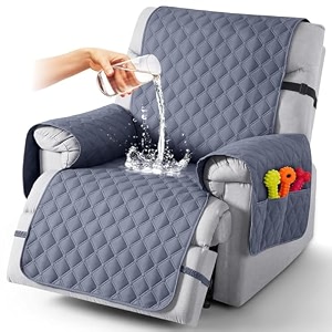 taococo 100 waterproof recliner covers with leg straps reversible recliner couch cover for reclining chair washable couch protector for pets kids 1 seater 2834 bluish gray