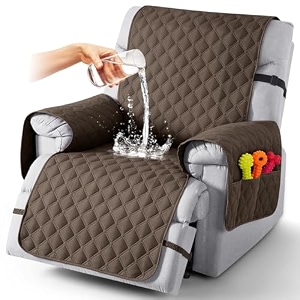 taococo 100 waterproof recliner covers with leg straps reversible recliner couch cover for reclining chair washable couch protector for pets kids 1 seater 2834 brown