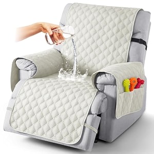 taococo 100 waterproof recliner covers with leg straps reversible recliner couch cover for reclining chair washable couch protector for pets kids 1 seater 2834 off white