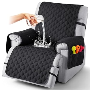 taococo 100 waterproof recliner covers recliner sofa covers with leg straps reversible recliner couch cover for reclining chair washable couch protector for pets kids1 seater 2834 black