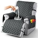 TAOCOCO 100% Waterproof Recliner Covers With Leg Straps, Reversible Recliner Couch Cover For Reclining Chair, Washable Couch Protector For Pets Kids (1 Seater 28", Dark Gray)