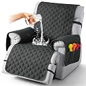 TAOCOCO 100% Waterproof Recliner Covers With Leg Straps, Reversible Recliner Couch Cover For Reclining Chair, Washable Couch Protector For Pets Kids (1 Seater 28", Charcoal Gray)