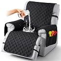 TAOCOCO 100% Waterproof Recliner Covers, Recliner Sofa Covers with Leg Straps, Reversible Recliner Couch Cover for Reclining Chair, Washable Couch Protector for Pets Kids(1 Seater 28", Black)