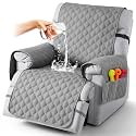 TAOCOCO 100% Waterproof Recliner Covers, Reversible Recliner Couch Cover for Reclining Chair, Washable Couch Protector for Pets Kids (1 Seater, 28", Light Gray)